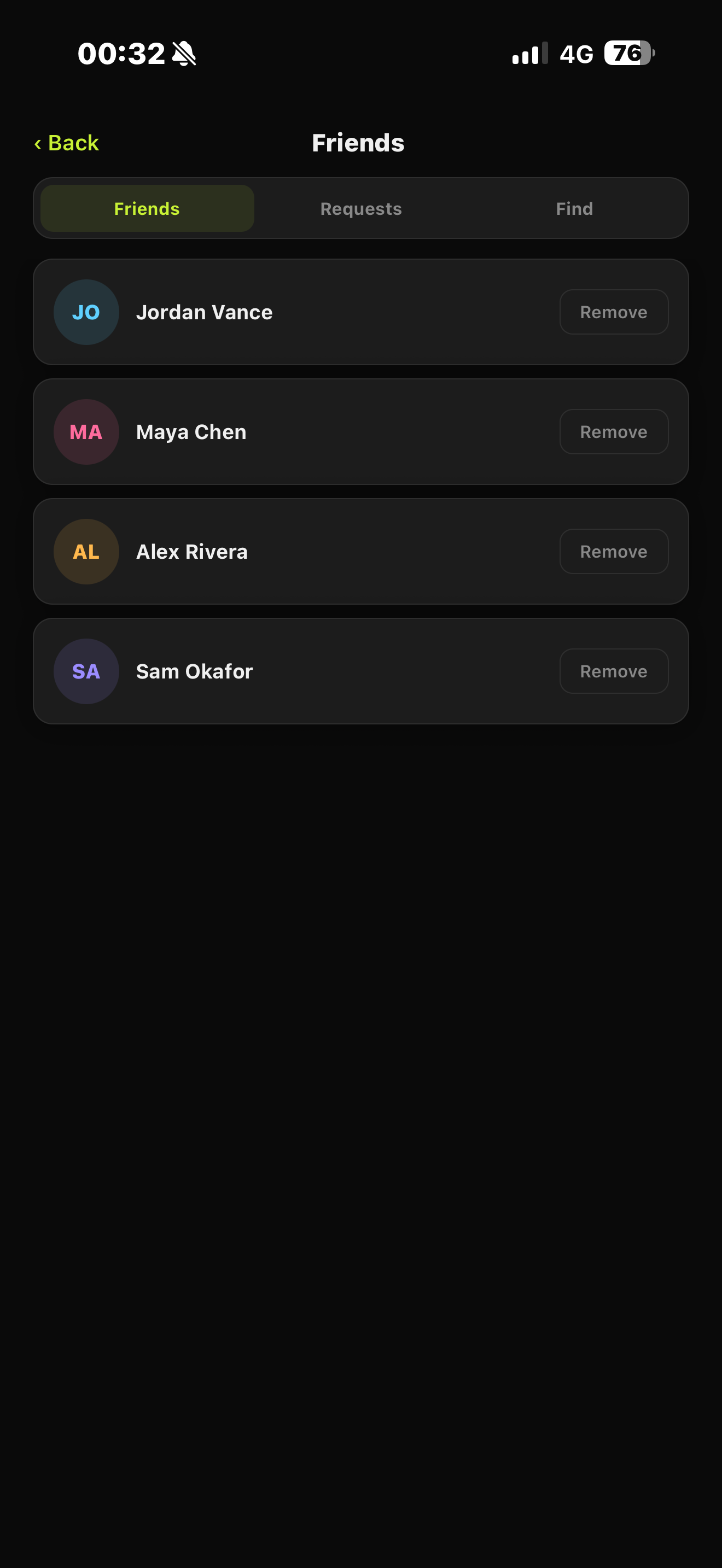 The friends list in Strand